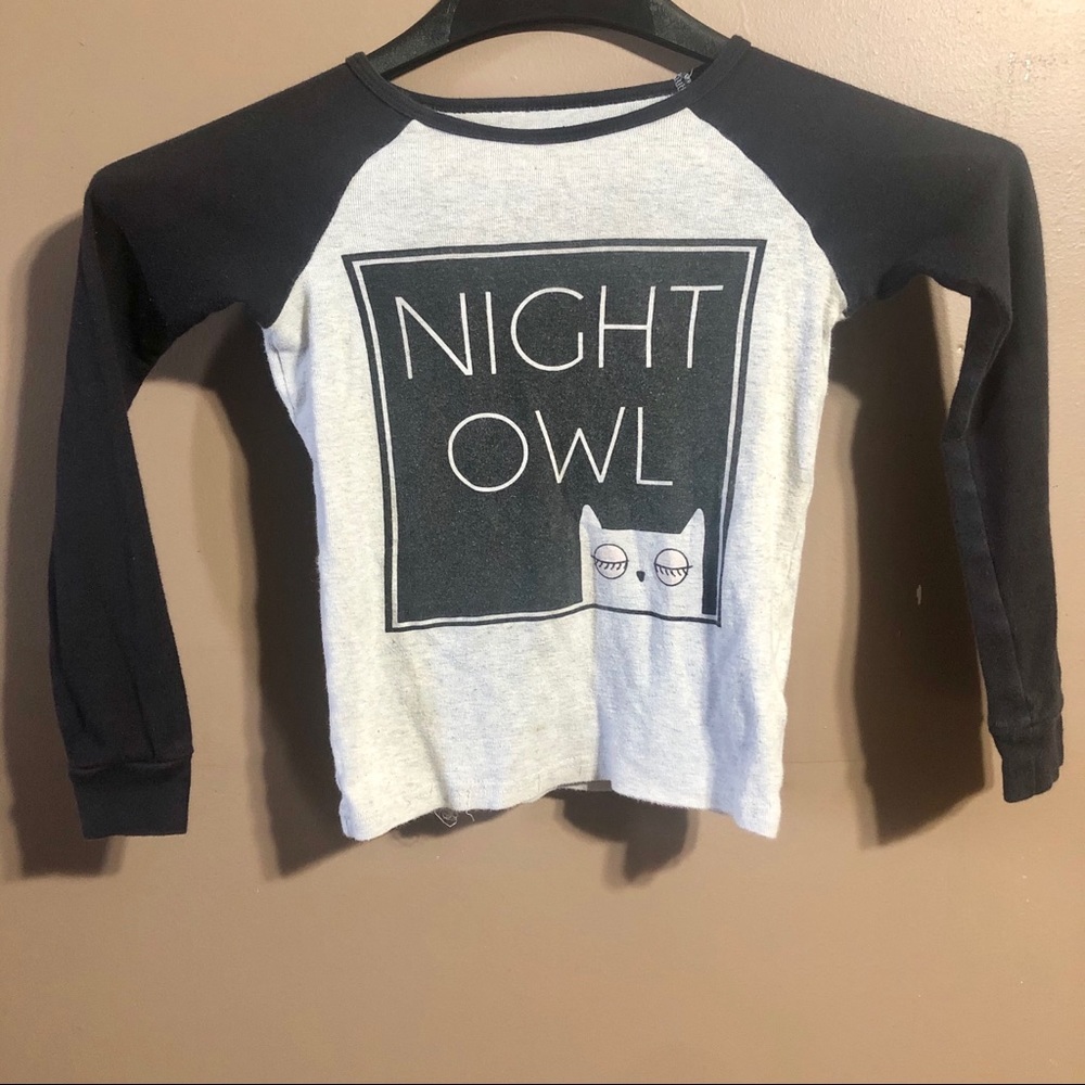 Night Owl Toddler Girls Size 4T Grey Black T-Shirt